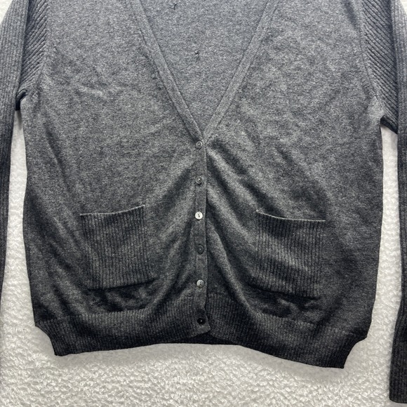 Pure Collection Cardigan Womens 12 Gray Wool Cashmere Long Sleeve Buttoned Fit - Picture 2 of 16